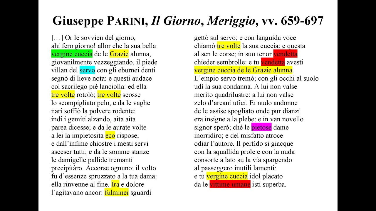 Il Risveglio Del Giovin Signore Parafrasi E Figure Retoriche La "vergine cuccia" : Giuseppe Parini, "Il Giorno", "Meriggio", vv. 659