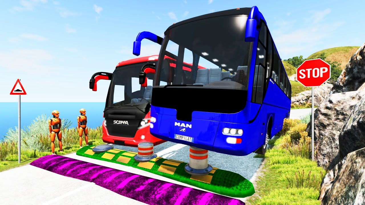 Cars vs Massive ⚠️ Speed Bumps and Bollards #4 ⚠️ – BeamNG.Drive