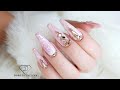 Blush pink and rose gold marble nails. Nail art trends gel marble, gel rose nails