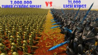 3,000,000 Super Cyborg Ninjas vs 31,000 Lich Kings | Ultimate Epic Battle Simulator 2