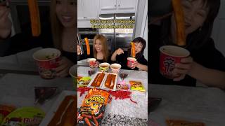 GIANT SPICY TTEOKBOOKI & BULDAK RAMEN RACE! #shorts #viral #mukbang