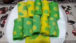 حلا كريب ملفوفة ومحشوة بالموز والشوكولاتة  ROLLED CREPE WITH BANANA AND CHOCOLATE FILLING