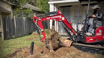 How to dig up stumps with an excavator.