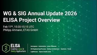 ELISA Project Overview – Annual Update - Feb 11, 2026 - (Philipp Ahmann, ETAS)
