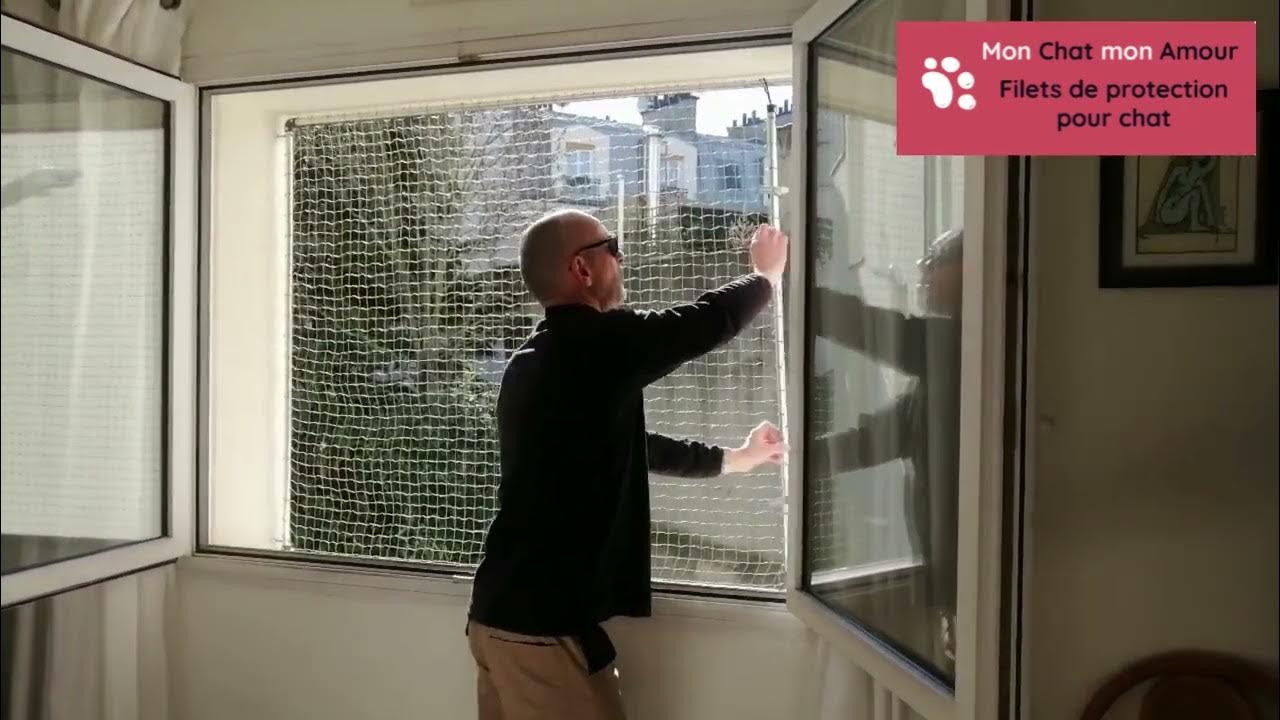 Filet de protection pour chat pour fenêtre, sans percer avec filet