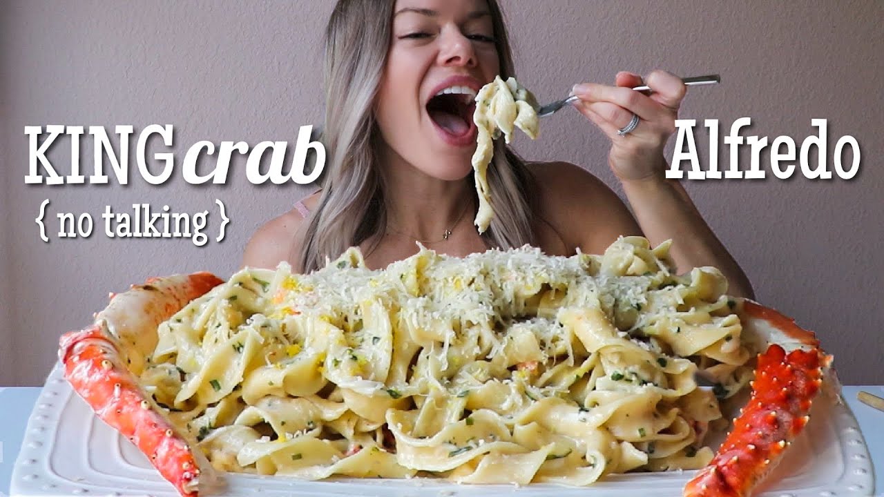 King Crab Alfredo Pasta MUKBANG | No Talking (Talking Removed)