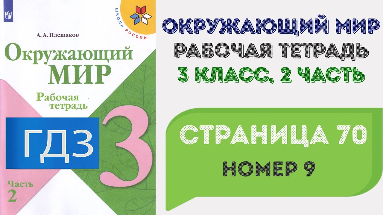 Окружающий Мир. Рабочая Тетрадь 3 Класс 2 Часть. ГДЗ Стр. 70 №9.
