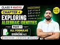 Class 9 Maths Chapter 4 | Exploring Algebraic Identities Part 1 | All Formulas + Exercise 4.1 