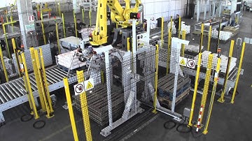 Double Lines Robot Palletizer with empty pallet dispenser