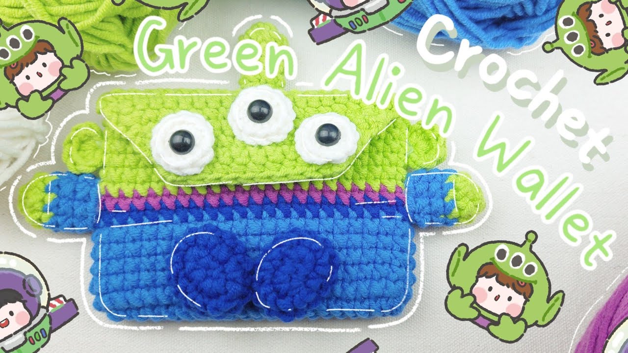 Crochet GREEN ALIEN WALLET | Crochet WALLET CARD | Móc len VÍ GREEN ALIEN |Lem'n Do