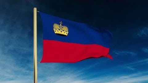 4K Liechtenstein flag slider style. Waving in the wind with cloud background animation Stock video