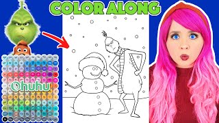 Color The Grinch & Snowman Christmas Picture With Me | COLOR ALONG WITH KIMMI