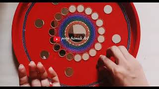 pooja thali decoration idea/puja aarti decorative thali/how to make pooja thali at home/kundan thali