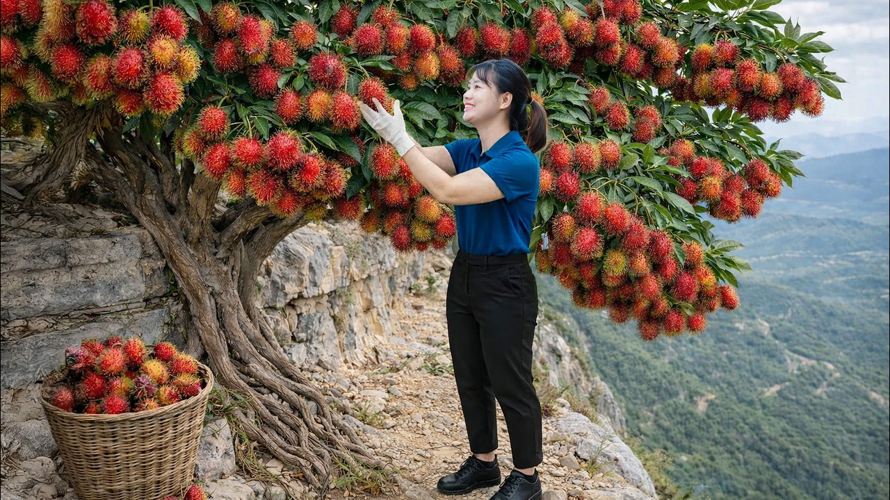 Harvesting Rare Mountains Rambutan To Sell | A Fruit of The Ethnic People of Northwest