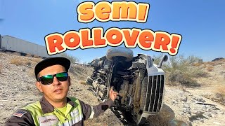 BIG Rollover! Semi Truck Down The Ditch!