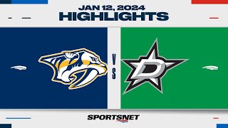 NHL Highlights | Predators vs. Stars - January 12, 2024