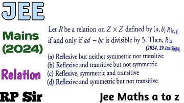 Let R be a relation on Z×Z define by (a,b) R (c,d) if and only if ad-bc is divisible by 5. Then R is