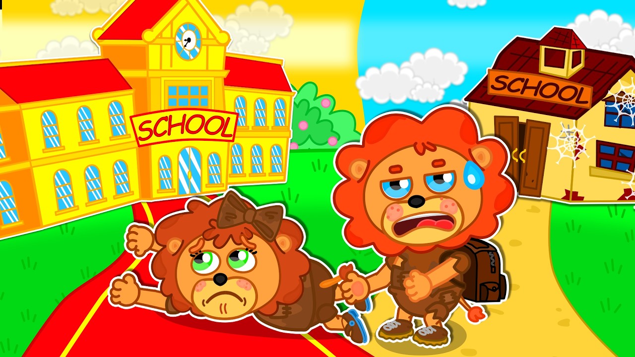 Filhote de leão | Estudantes ricos e pobres | Desenhos Animados | Vídeo para crianças