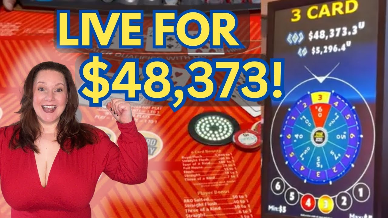 3 CARD POKER in LAS VEGAS! WE ARE LIVE FOR $48,373!! 🔥💰