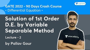 Solution of First Order D.E. | L 2 | Differential Equation | 90 Days Crash Course for GATE 2022
