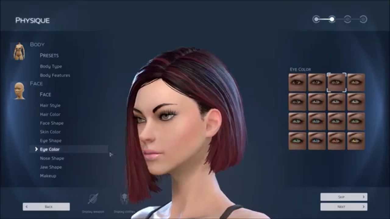 Female character creation from Skyforge . 