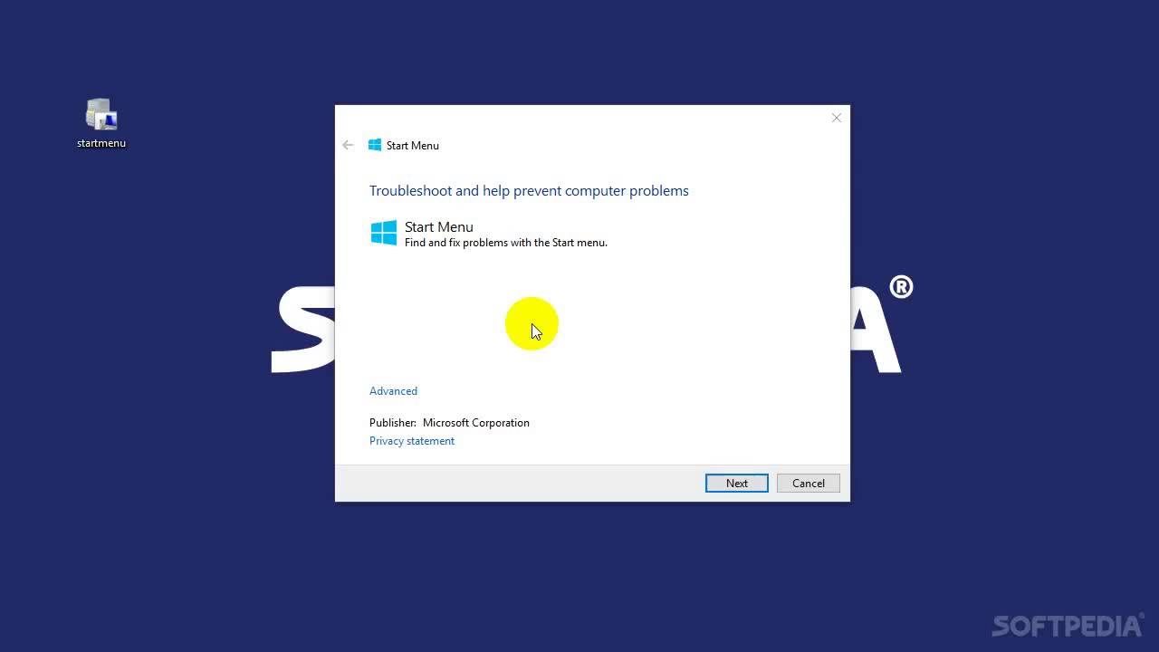 start menu troubleshooter start menu troubleshooter