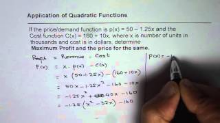 3 Maximum Profit From Demand and Cost Quadratic Function Application