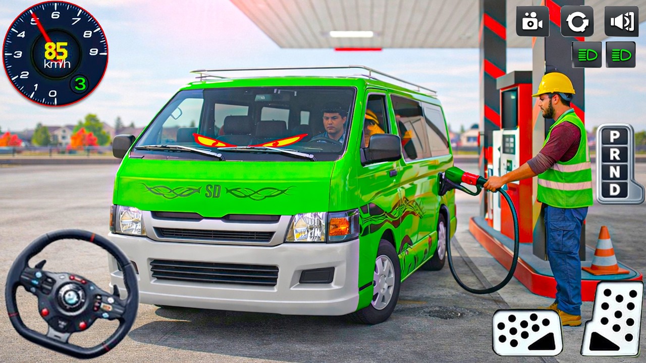 Реалистичное вождение фургона 2026: городское приключение на фургоне, посадка и высадка пассажиро...