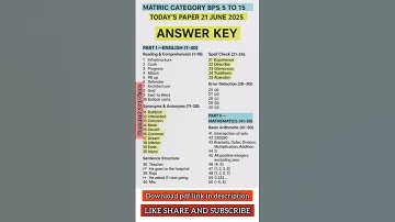 STS IBA Matric BPS 05–15 Paper Today | 21 June 2025 | Full Answer Key #ibasts #21june2025 #missmono
