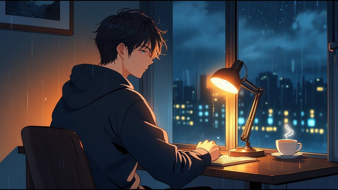 The Midnight Student 🌙 | Late Night Study Session ☕ Rain, City Lights & Calm Vibes (Loop)