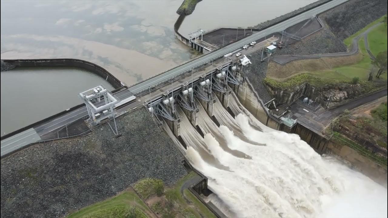 South East QLD aerial flood footage 2022 Wivenhoe Dam YouTube