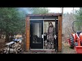 Off Grid Winter Cabin Overnighter in Heavy Rain with My Dogs