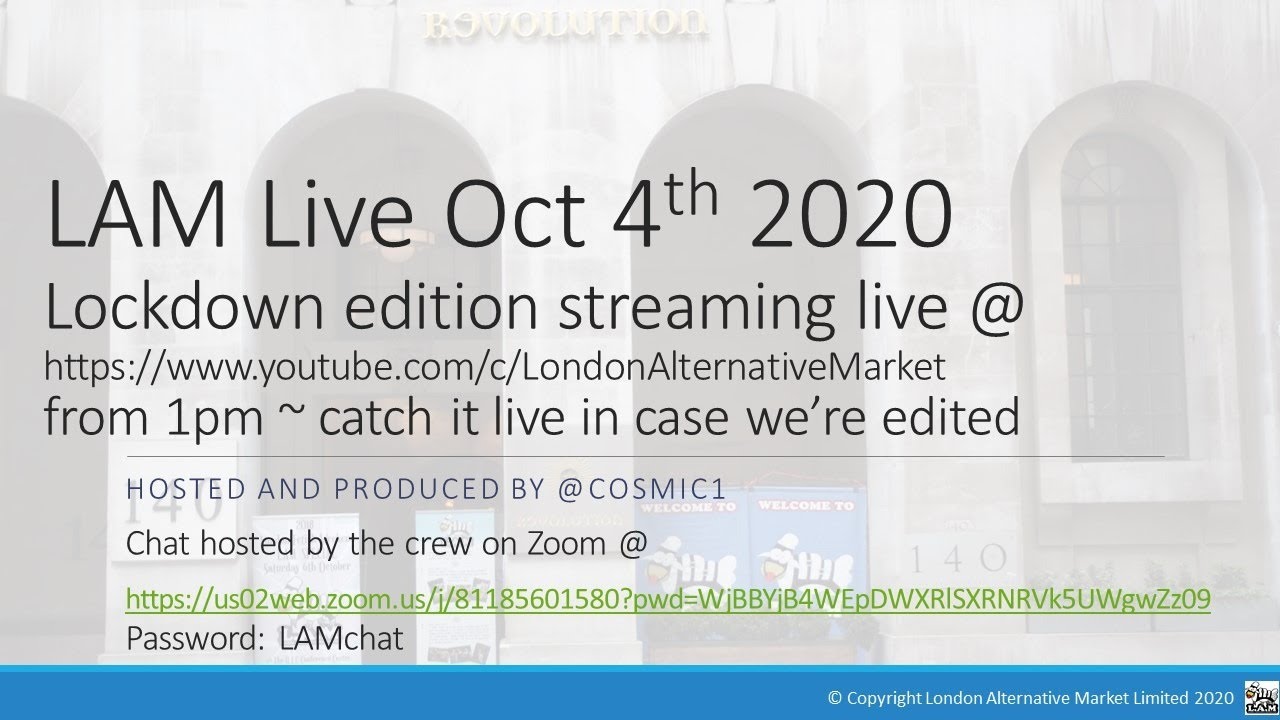 London Alternative Market Live Stream 4th Oct 2020 LAM Live LFW edition