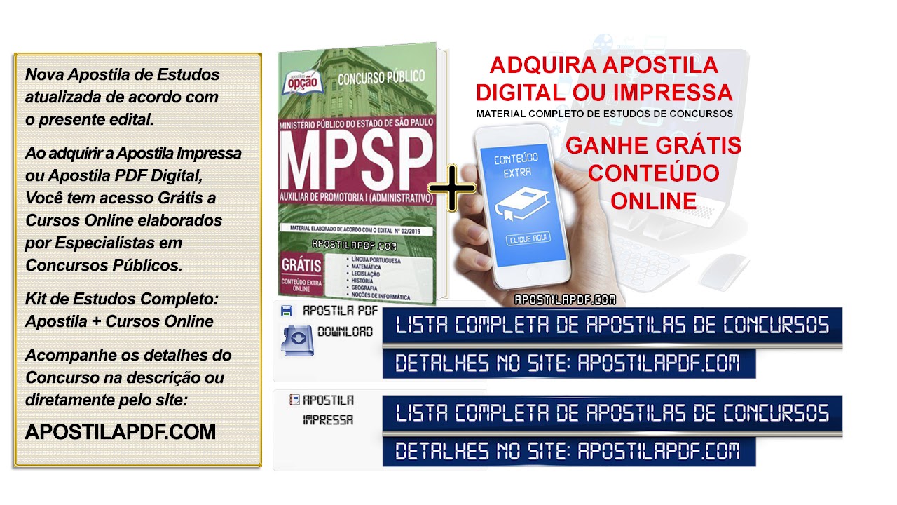 Apostila Concurso MP SP 2019 Auxiliar de Promotoria Administrativo PDF