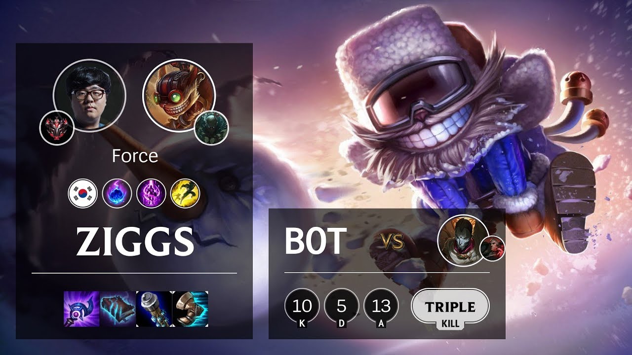Ziggs Bot vs Jhin - KR Grandmaster Patch 10.4