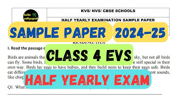 CLASS 4 EVS HALF YEARLY QUESTION PAPER 2024 / #cbse  #class4 / KV CLASS 4 EVS HALF YEARLY 2024 #4evs