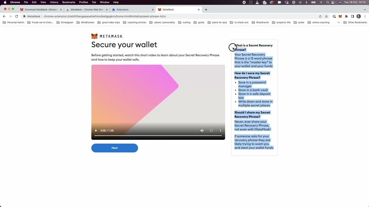 Creating a Metamask Wallet on Chrome
