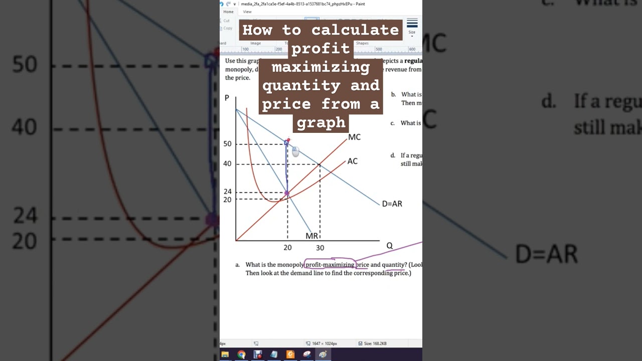 How to calculate profit maximizing quantity and price from a graph 