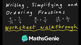 Full Writing Simplifying and Ordering Fractions Worksheet Update