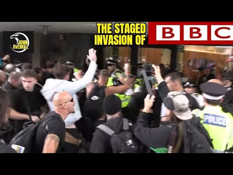 Staged #invasion of #BBC  Part 1 Actor Pushes Female Cop Actor #live #london #protest #johnoverkill