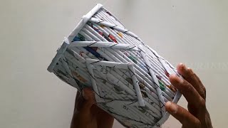 DIY recycled newspapers basket||Handmade basket craft ideas