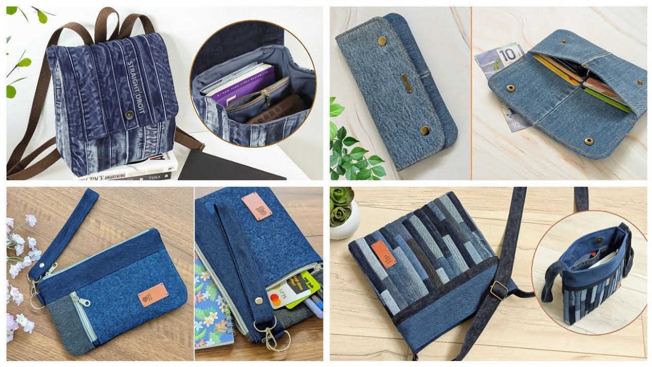 ✅4 Old Jeans Ideas | DIY Denim Bags and Wallet | Compilation | Upcycled Crafts | Bag Tutorial
