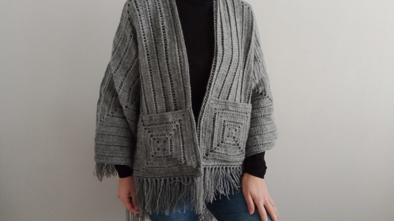 Cepli şal cepli atkı cepli panço modeli 116 #örgümodelleri #tığişi