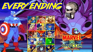 All Character Endings  Marvel vs Capcom 1 : Clash of Super Heroes