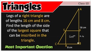 Legs of a right triangle are of lengths 16 cm and 8 cm. Find the length of the side of the largest