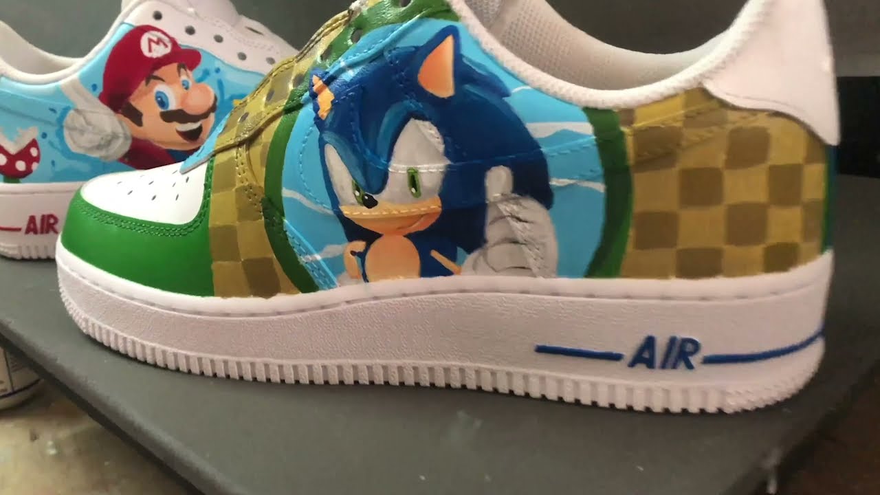 PINTANDO SNEAKERS personalizados de Mario Bros y Sonic / AIR FORCE 1 -  YouTube
