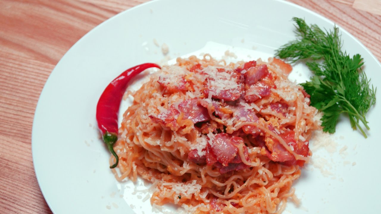 Pasta Carbonara Recipe with Ramen Noodles YouTube