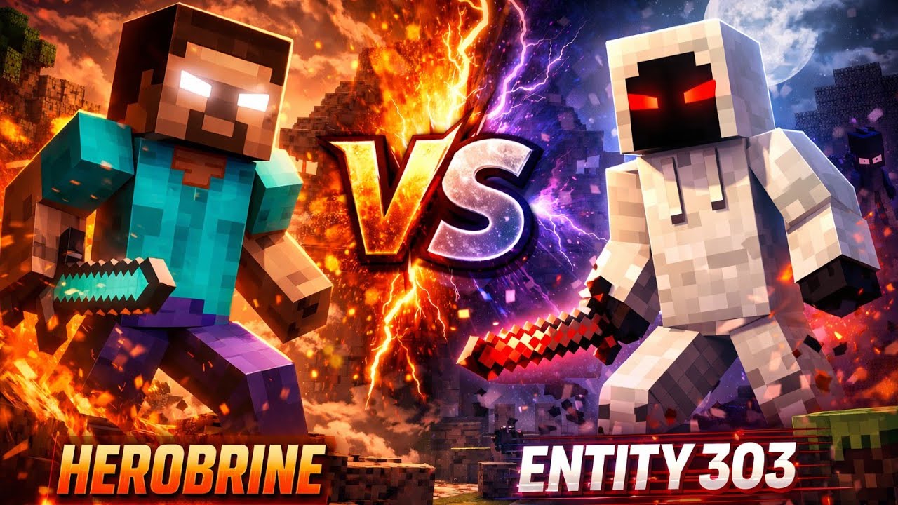 HEROBRINE vs ENTITY 303 || MINECRAFT DISTRUCTIVE BATTLE || VIKRANT BHARTIYA GAMER||