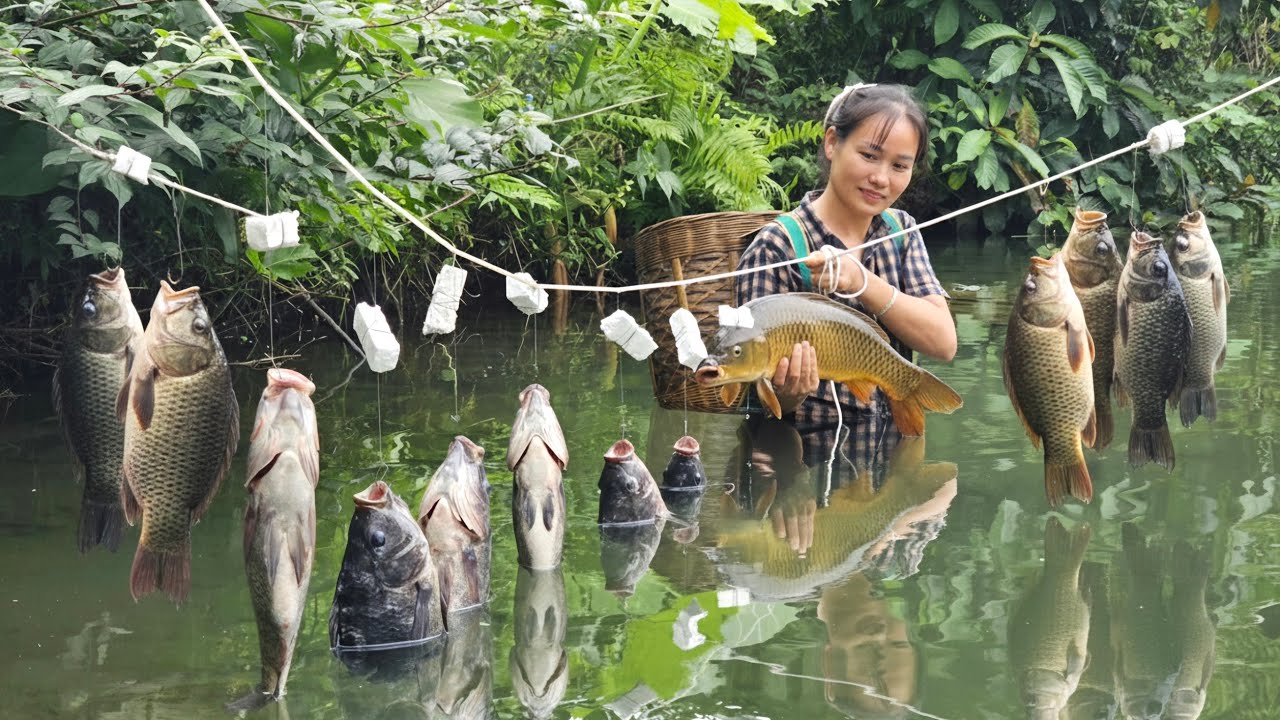 Fishing Skills: AN Uses Ancient Techniques to Catch Fish in the Lake - Processing & Preserving Fish