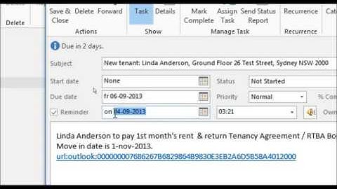 Outlook automation: follow-up tasks generated from received email